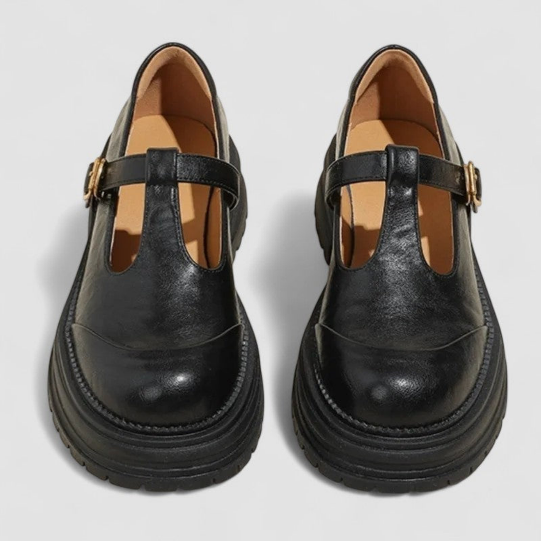 Rowena | Women's Leather Platform T-Bar Mary Jane Shoes