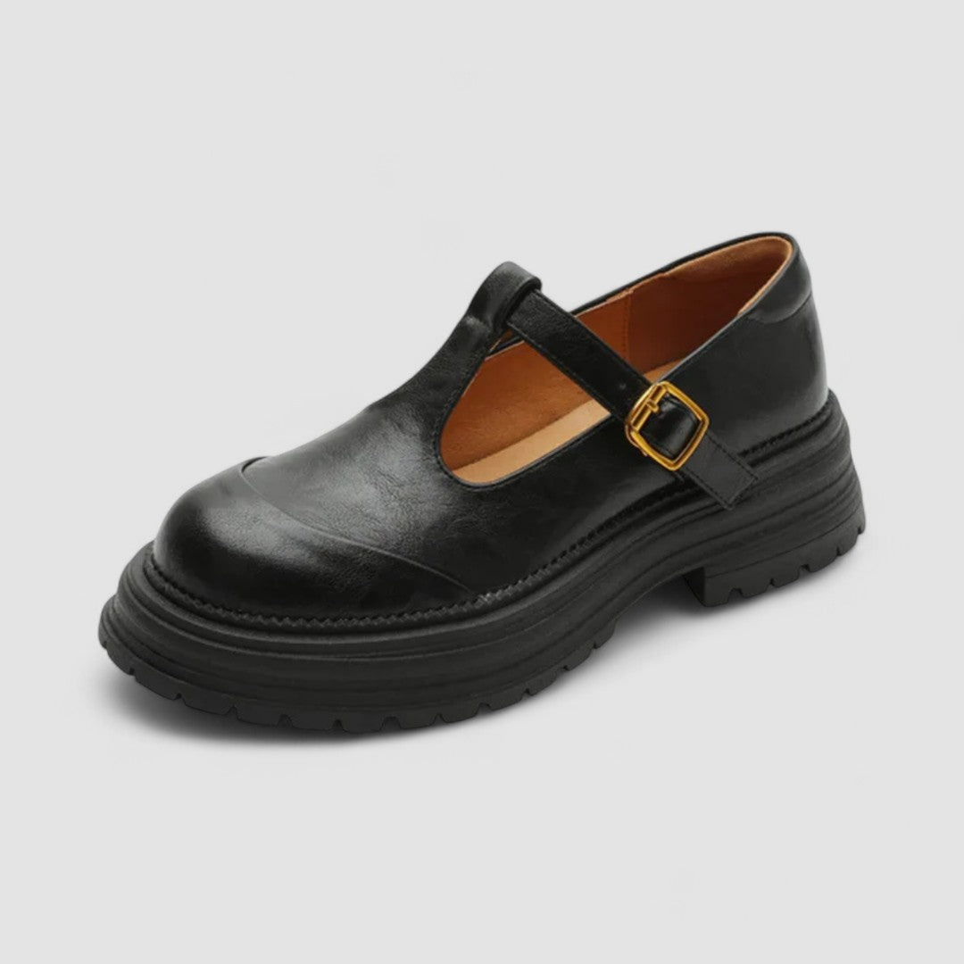 Rowena | Women's Leather Platform T-Bar Mary Jane Shoes