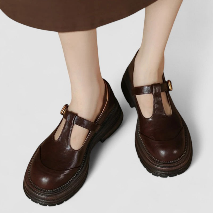 Rowena | Women's Leather Platform T-Bar Mary Jane Shoes