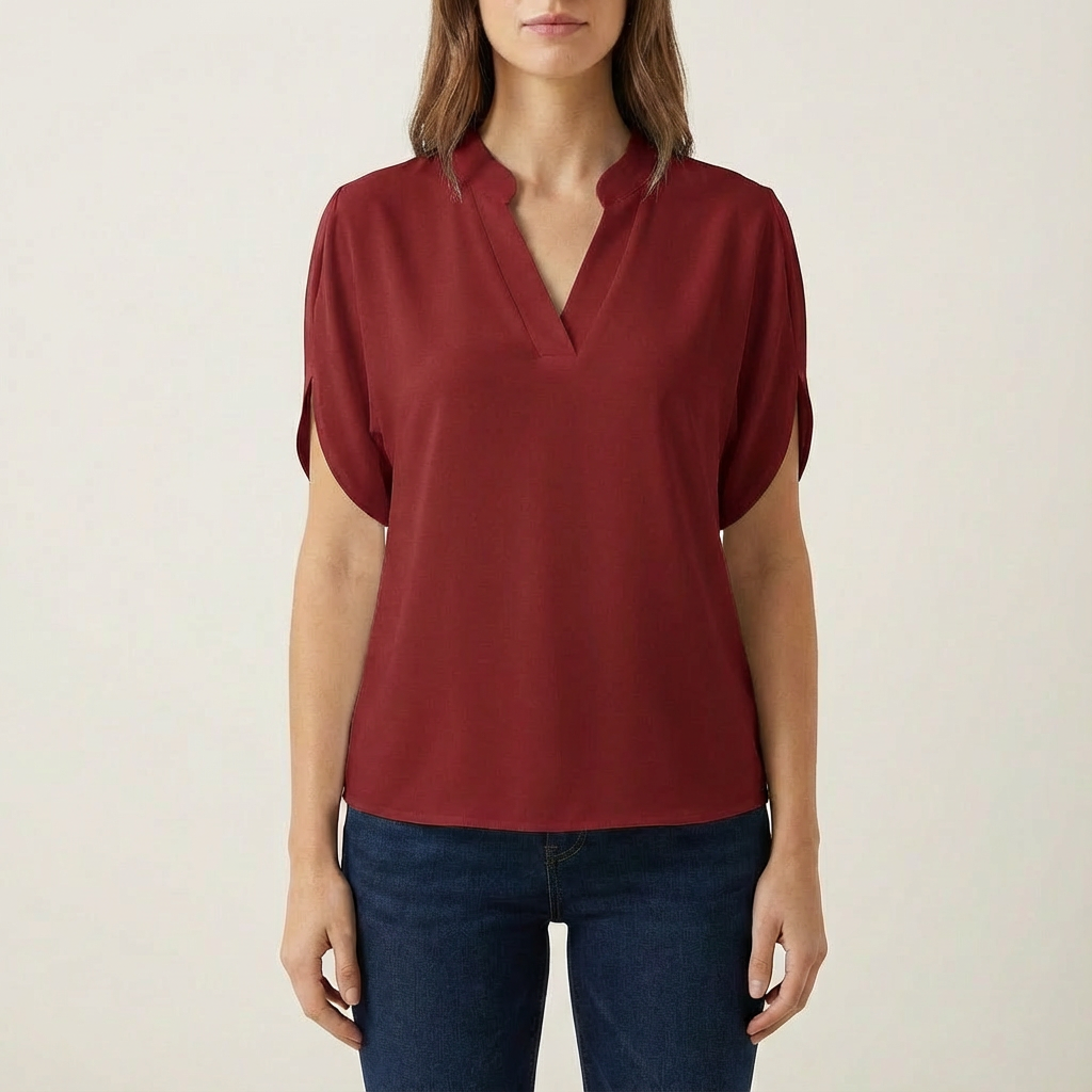 Saela | Women Blouse With V Neck | Short Sleeve