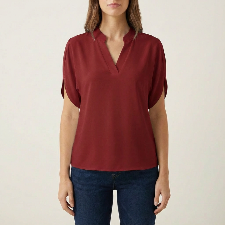 Saela | Women Blouse With V Neck | Short Sleeve