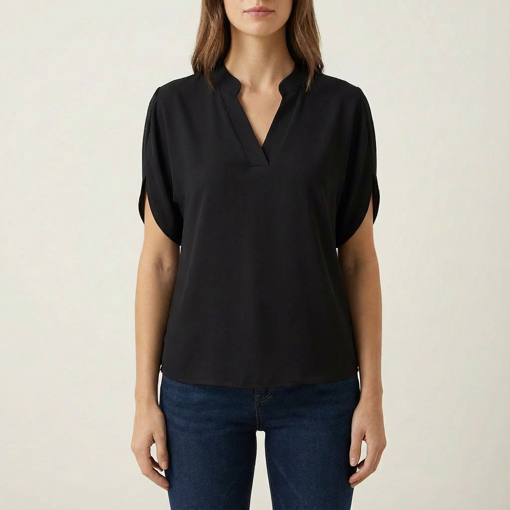 Saela | Women Blouse With V Neck | Short Sleeve