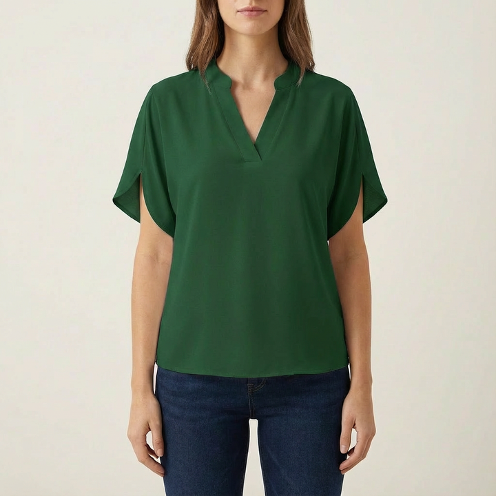 Saela | Women Blouse With V Neck | Short Sleeve