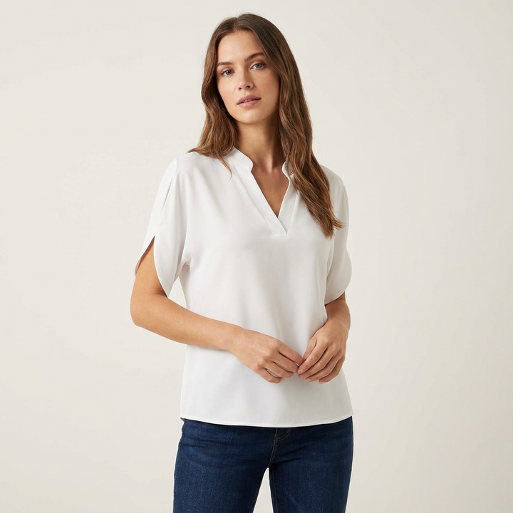 Saela | Women Blouse With V Neck | Short Sleeve