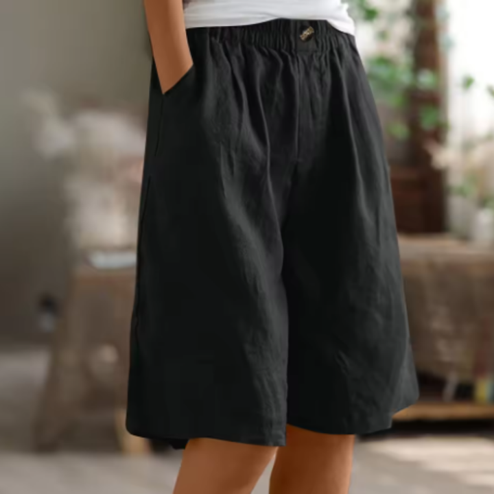 Sage | Women's Linen Elastic Waist Casual Shorts