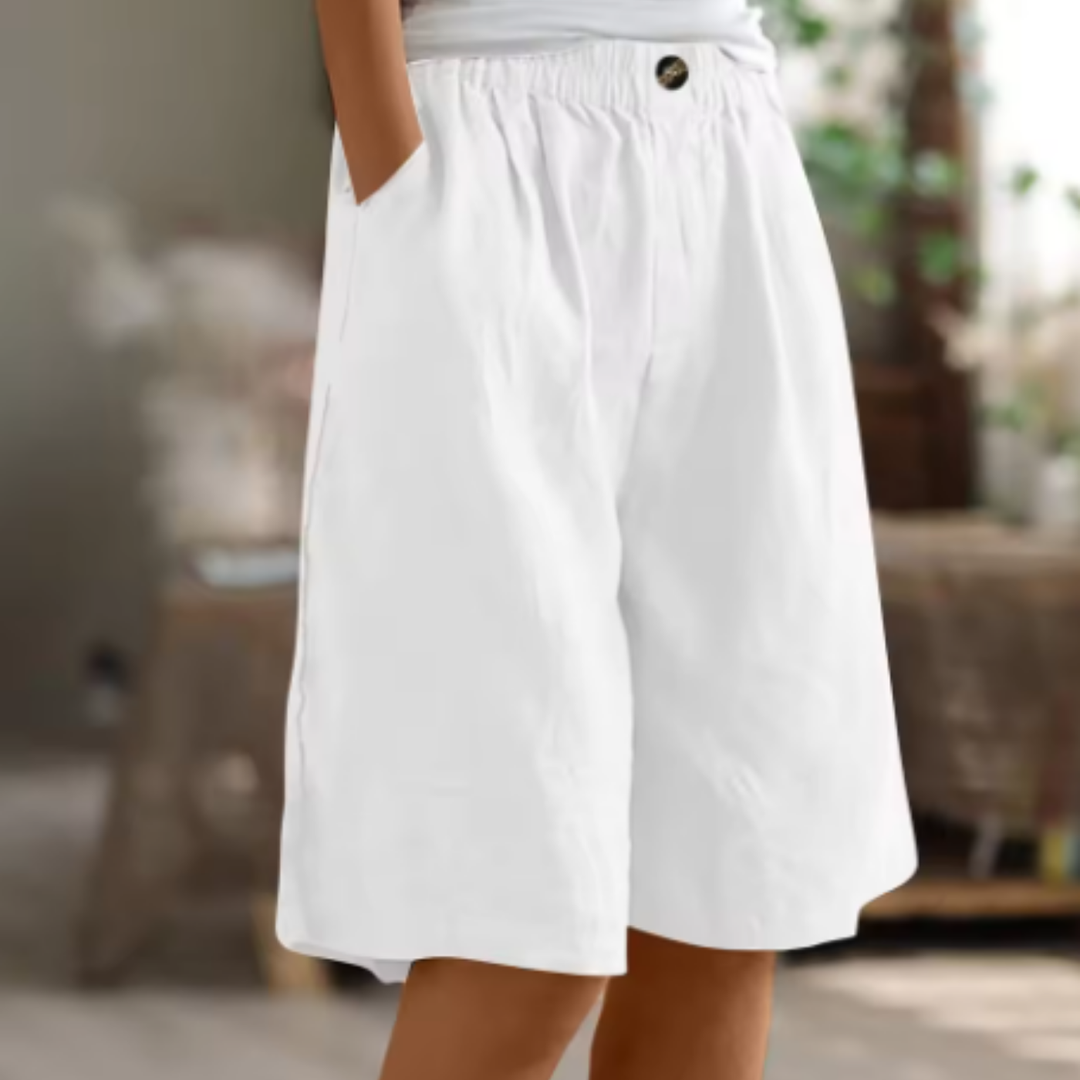 Sage | Women's Linen Elastic Waist Casual Shorts