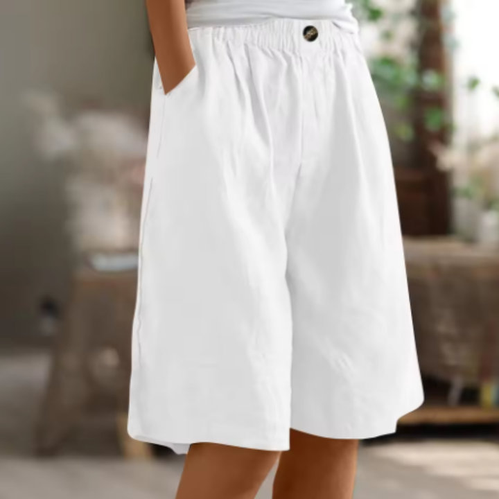 Sage | Women's Linen Elastic Waist Casual Shorts