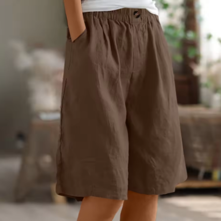 Sage | Women's Linen Elastic Waist Casual Shorts