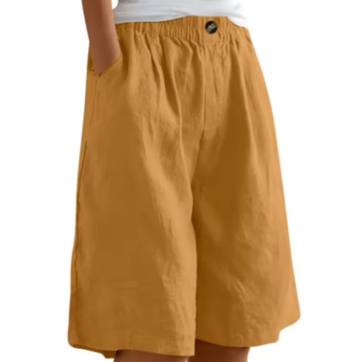 Sage | Women's Linen Elastic Waist Casual Shorts