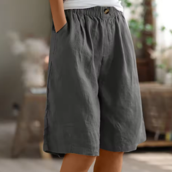 Sage | Women's Linen Elastic Waist Casual Shorts