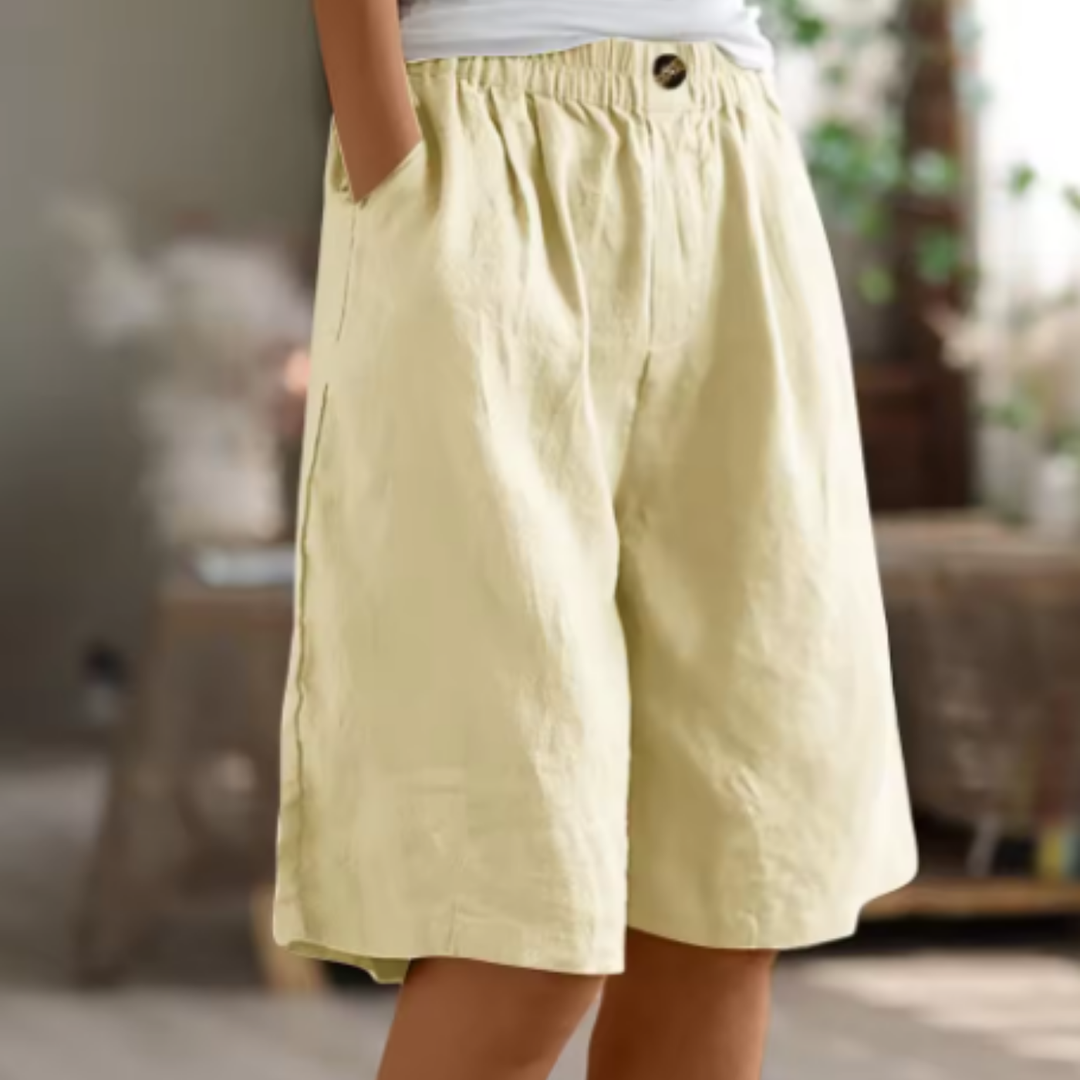 Sage | Women's Linen Elastic Waist Casual Shorts