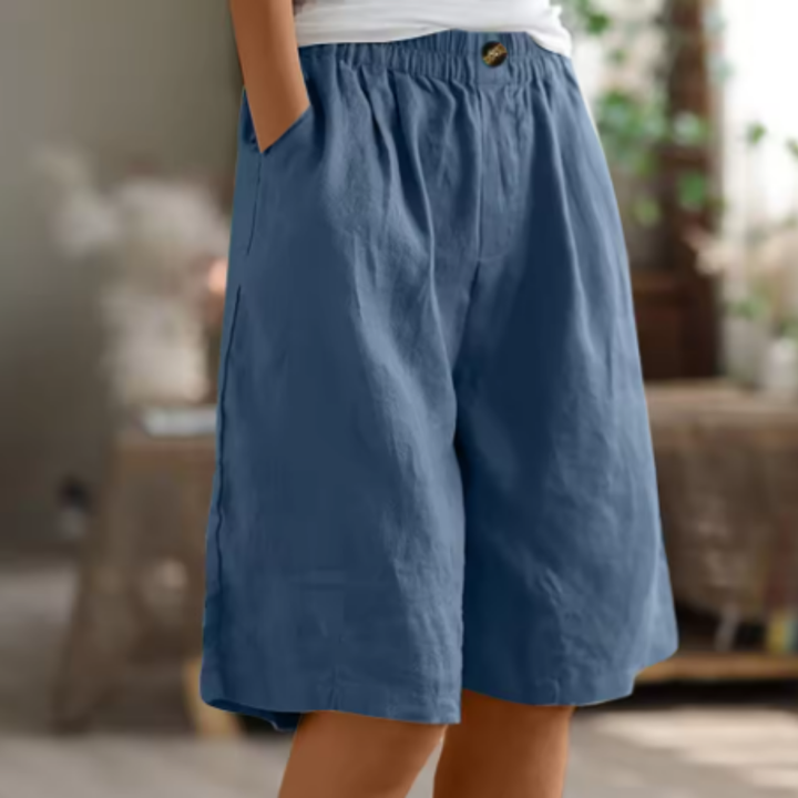 Sage | Women's Linen Elastic Waist Casual Shorts