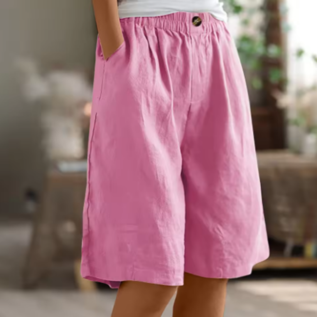Sage | Women's Linen Elastic Waist Casual Shorts