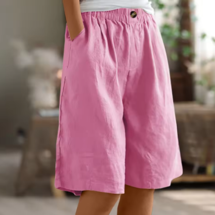 Sage | Women's Linen Elastic Waist Casual Shorts