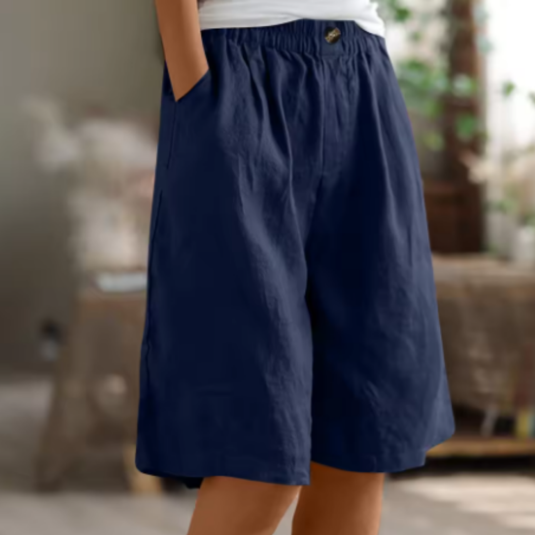 Sage | Women's Linen Elastic Waist Casual Shorts