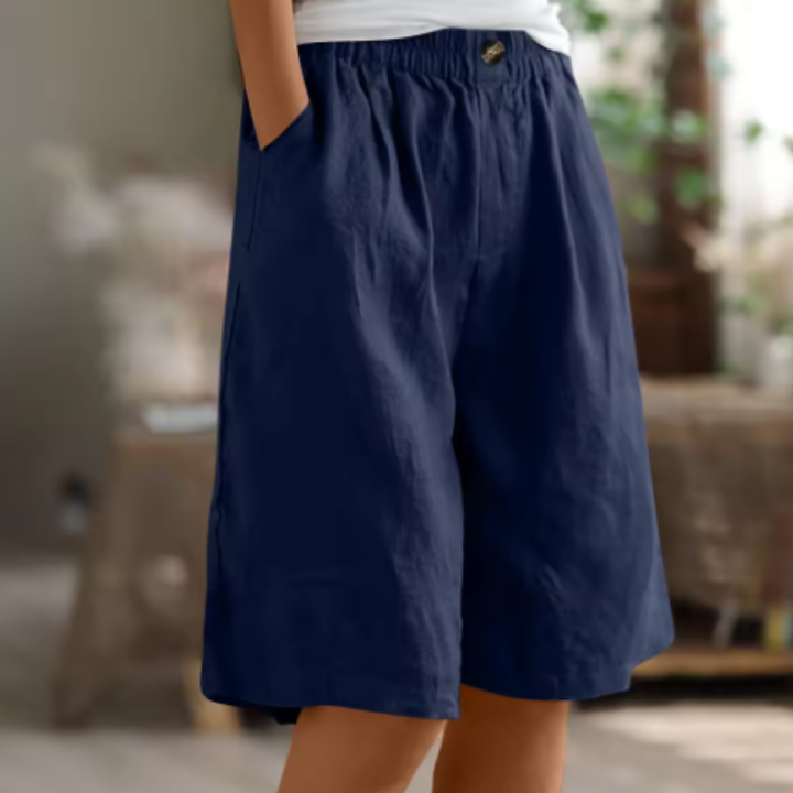 Sage | Women's Linen Elastic Waist Casual Shorts