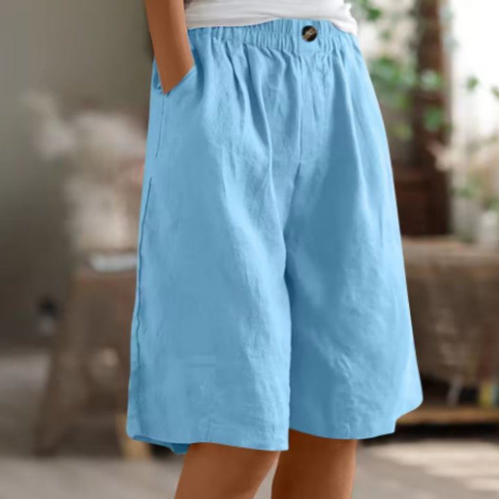 Sage | Women's Linen Elastic Waist Casual Shorts