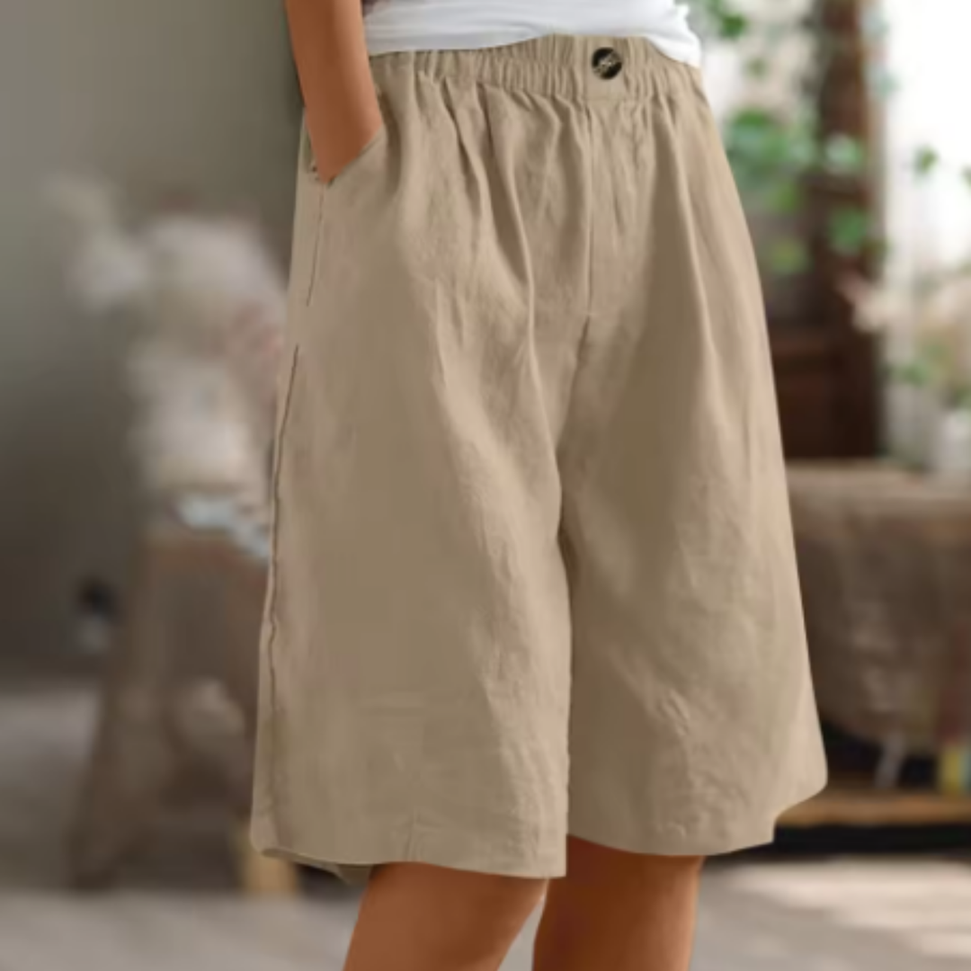 Sage | Women's Linen Elastic Waist Casual Shorts
