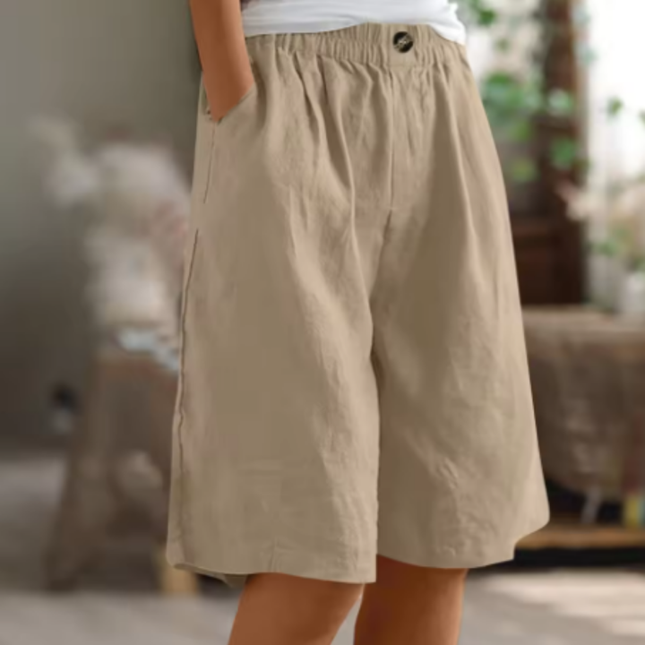 Sage | Women's Linen Elastic Waist Casual Shorts