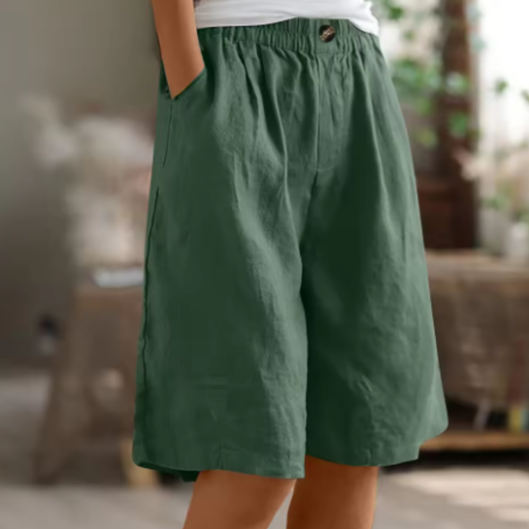Sage | Women's Linen Elastic Waist Casual Shorts