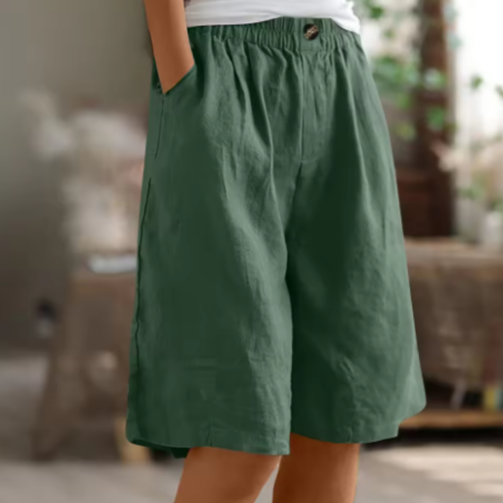 Sage | Women's Linen Elastic Waist Casual Shorts