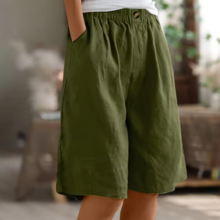 Sage | Women's Linen Elastic Waist Casual Shorts