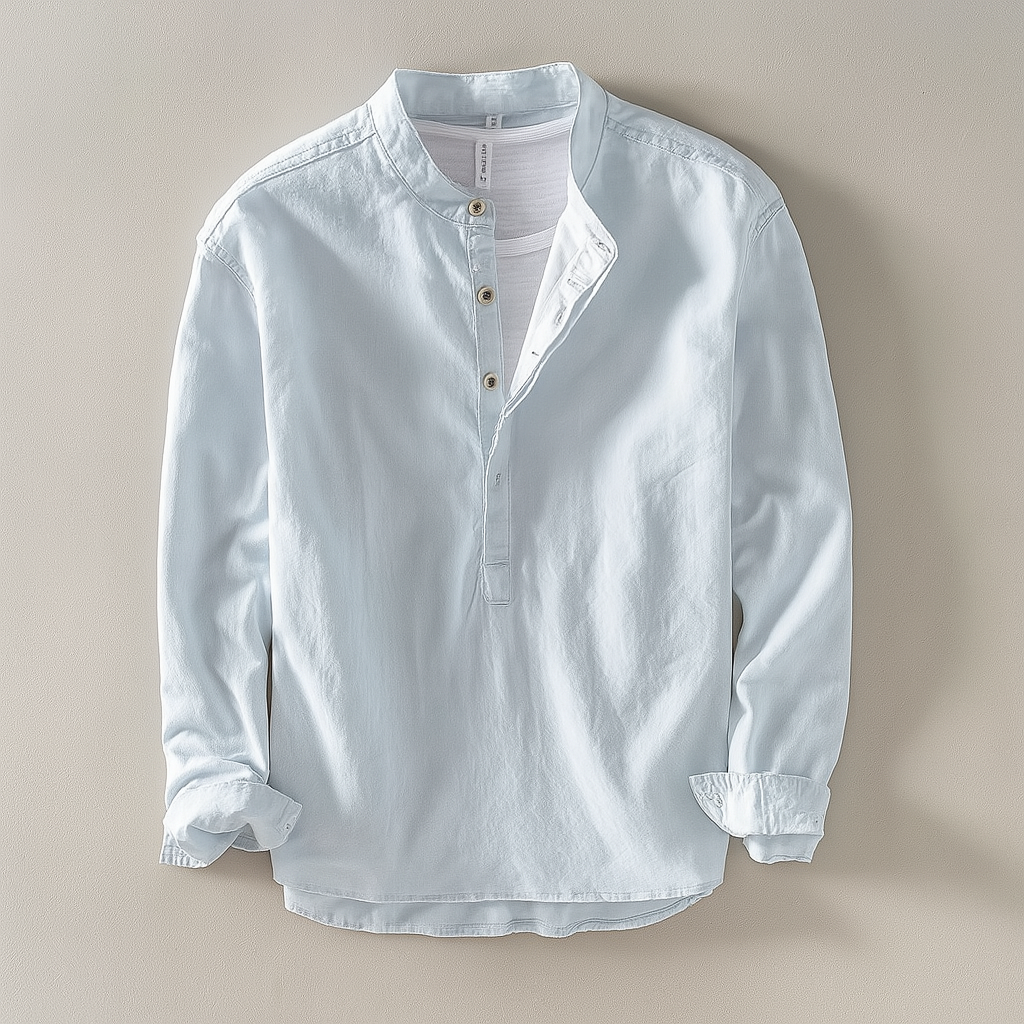 Sanne | Men's Linen Henley Neck Long Sleeve Casual Shirt
