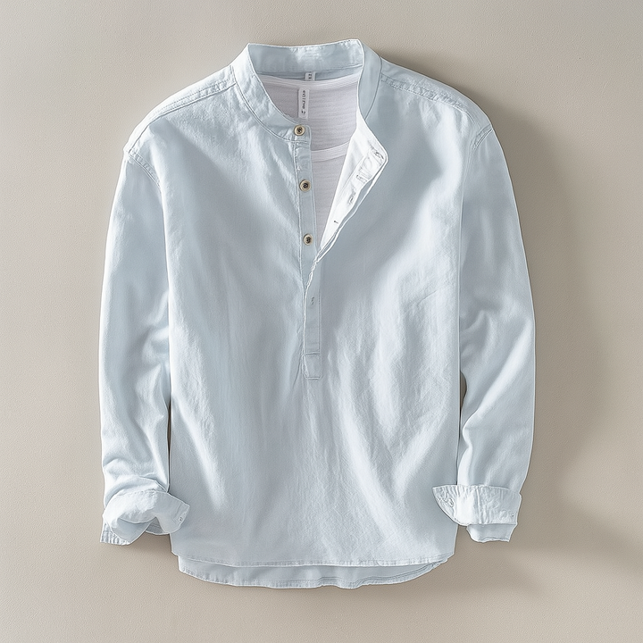 Sanne | Men's Linen Henley Neck Long Sleeve Casual Shirt