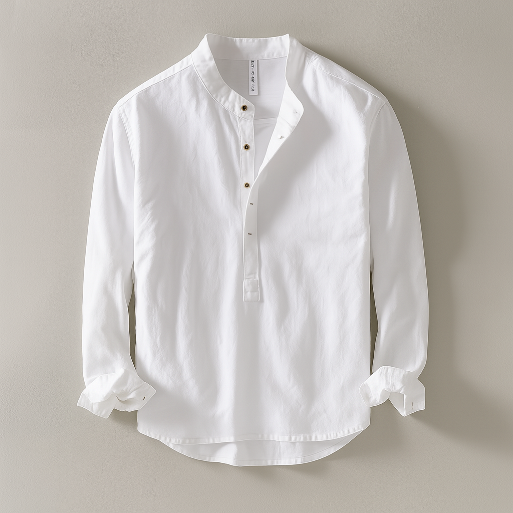 Sanne | Men's Linen Henley Neck Long Sleeve Casual Shirt
