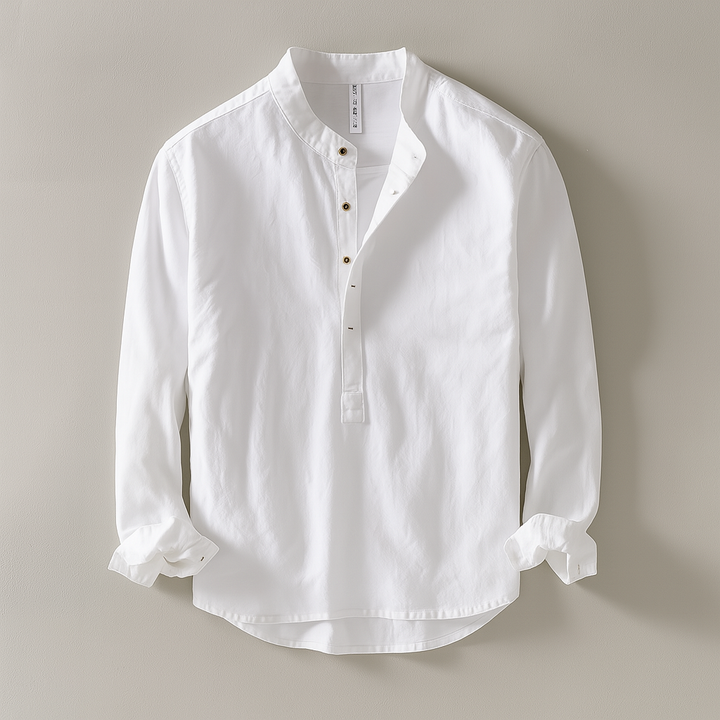 Sanne | Men's Linen Henley Neck Long Sleeve Casual Shirt