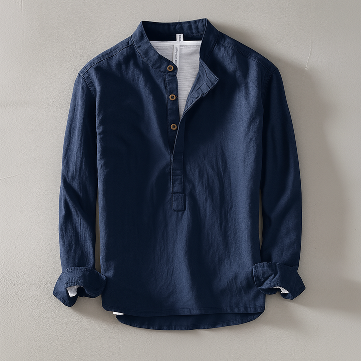 Sanne | Men's Linen Henley Neck Long Sleeve Casual Shirt