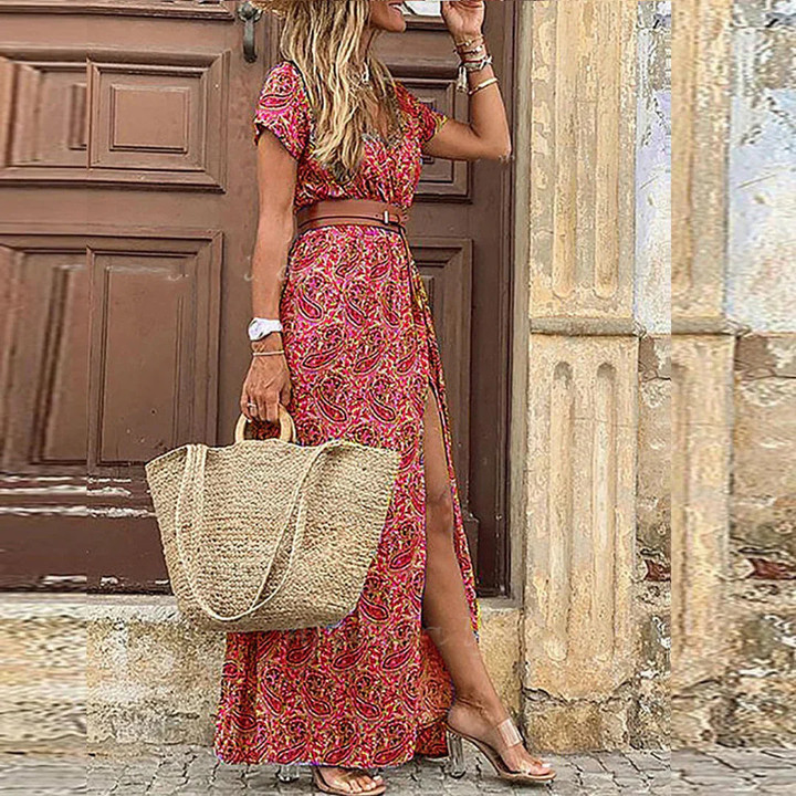 Sanne | Women's Chiffon Paisley Print Maxi Dress Boho