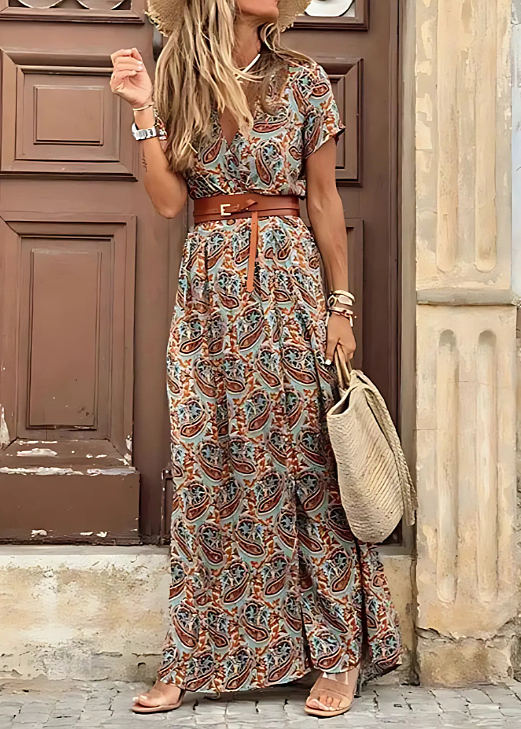 Sanne | Women's Chiffon Paisley Print Maxi Dress Boho