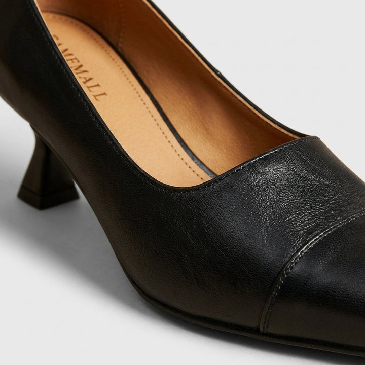Sanne | Women's Leather Pointed Toe Block Heel Pumps