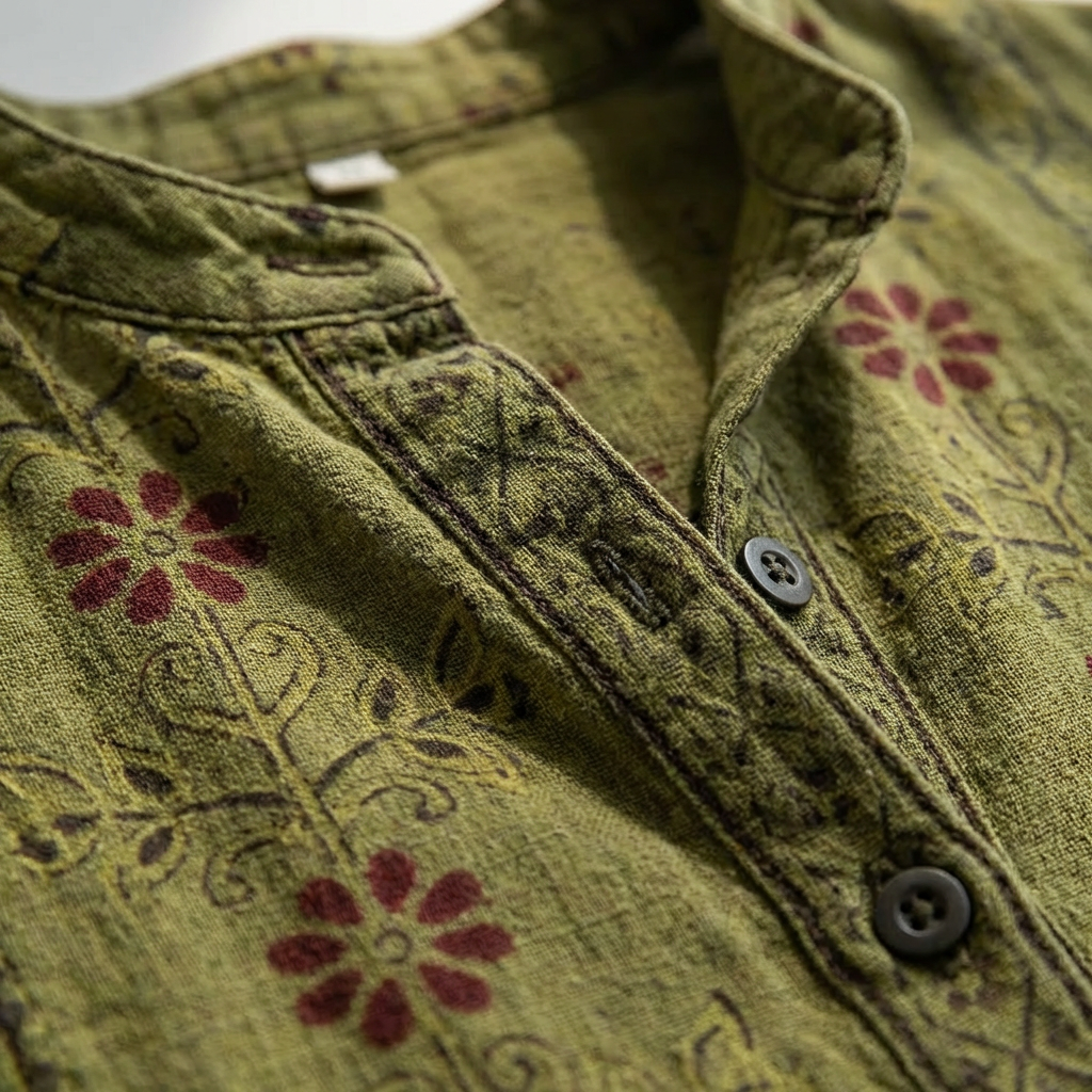 Sanne | Women's Linen Floral Embroidered Button-Down Blouse