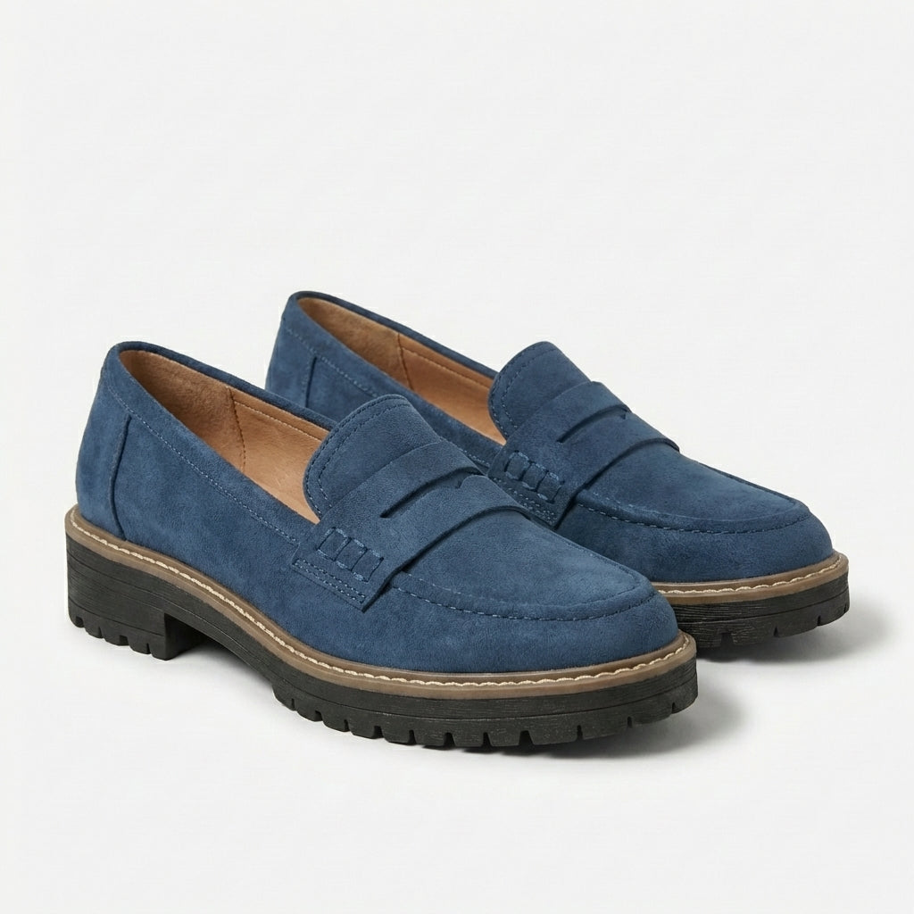 Sanne | Women's Suede Chunky Sole Penny Loafers