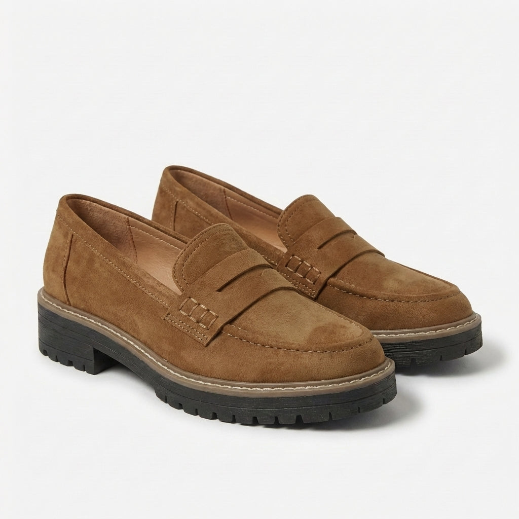 Sanne | Women's Suede Chunky Sole Penny Loafers