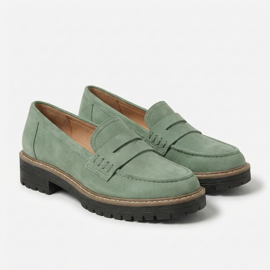 Sanne | Women's Suede Chunky Sole Penny Loafers