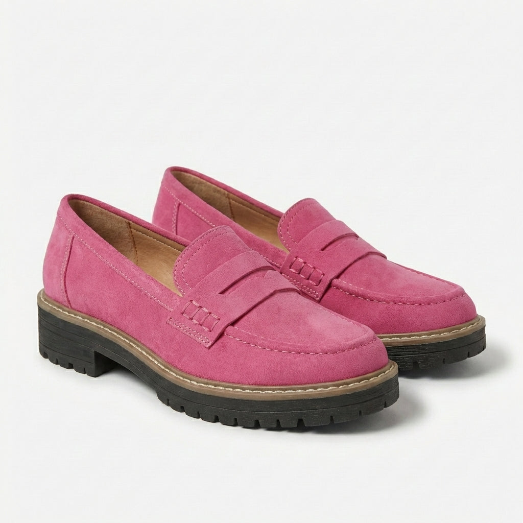 Sanne | Women's Suede Chunky Sole Penny Loafers