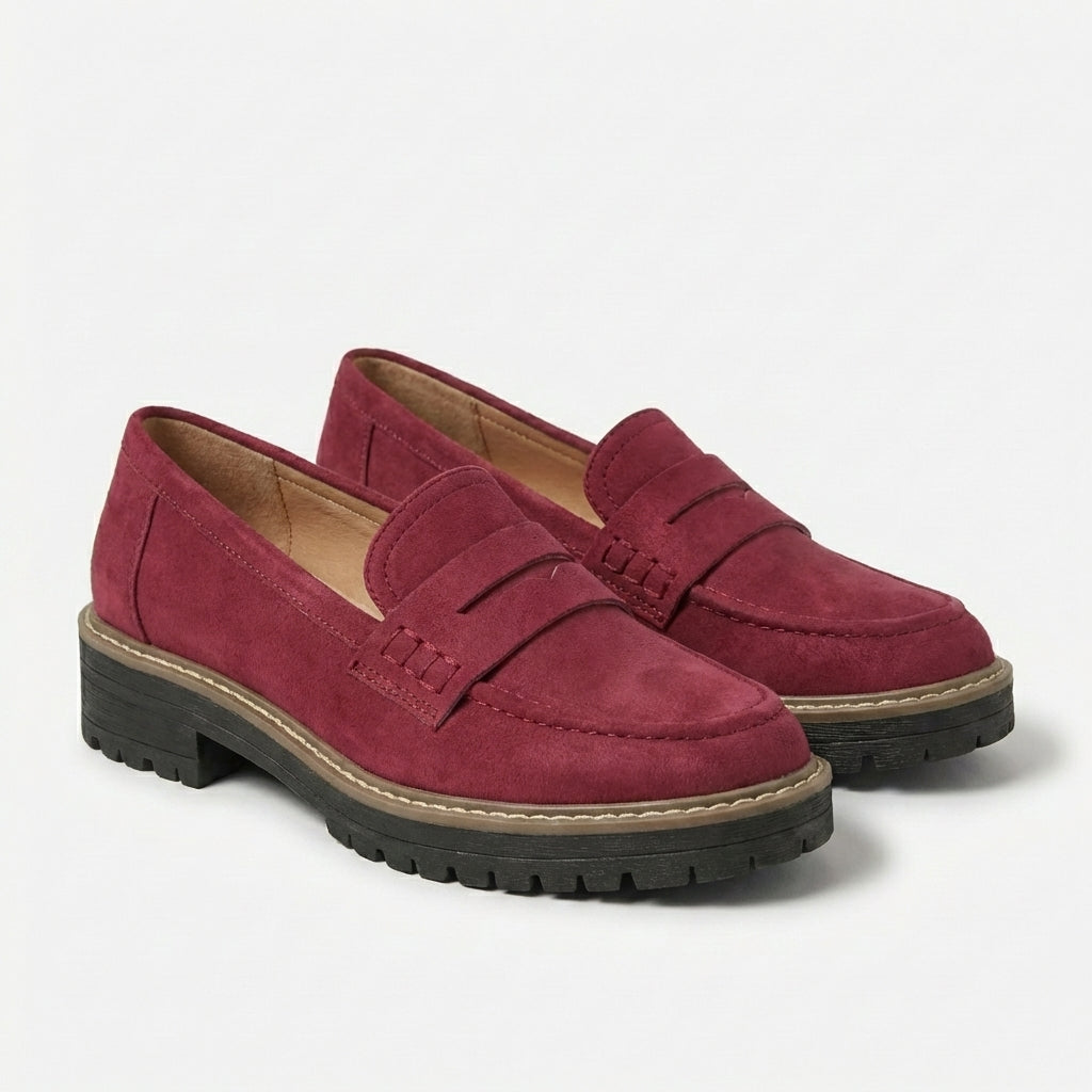 Sanne | Women's Suede Chunky Sole Penny Loafers