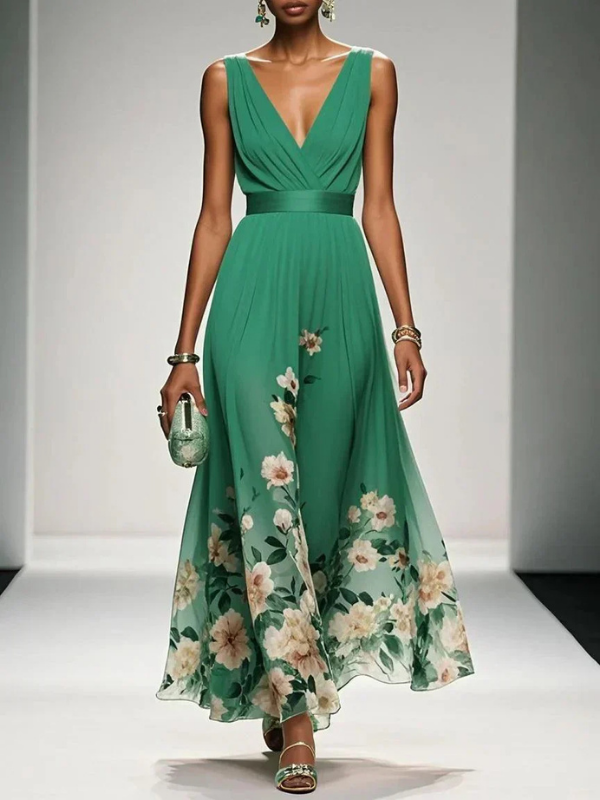 Seraphina | Women's V-Neck Floral Maxi Dress