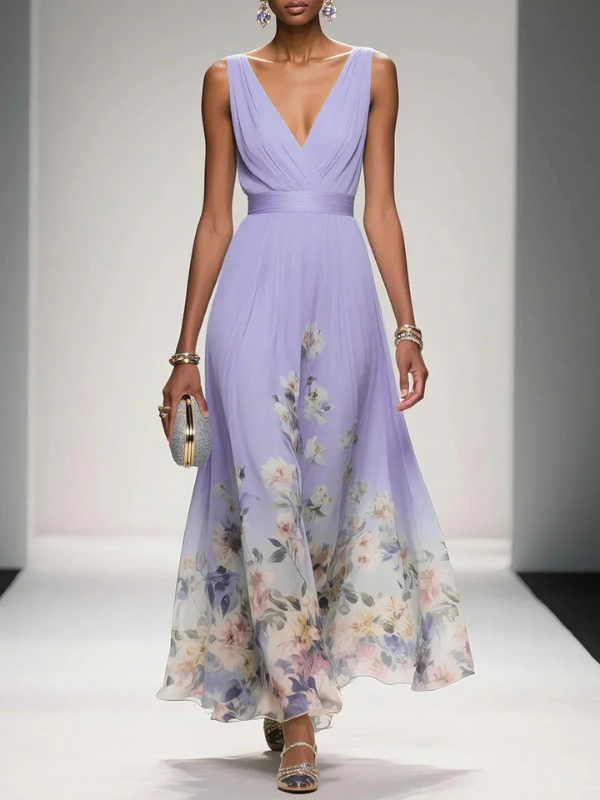 Seraphina | Women's V-Neck Floral Maxi Dress