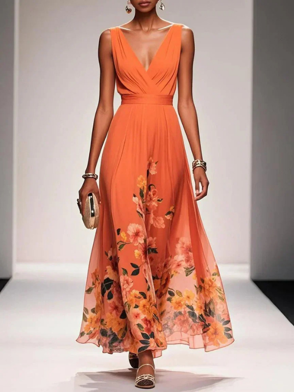 Seraphina | Women's V-Neck Floral Maxi Dress