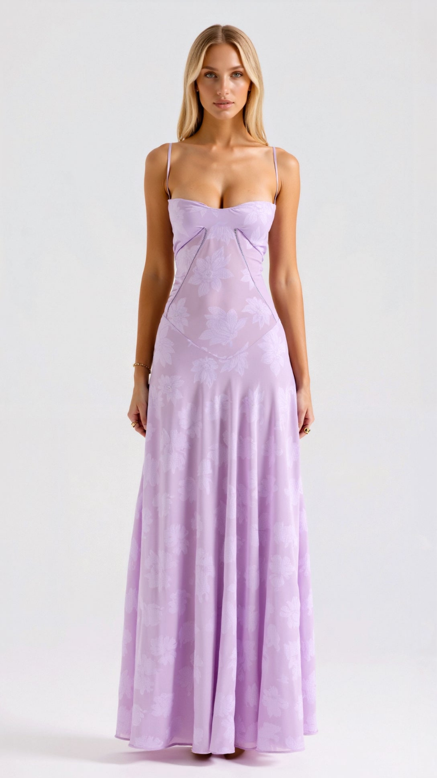 Seraphine | Women's Chiffon Jacquard Corset Maxi Wedding Guest Dress