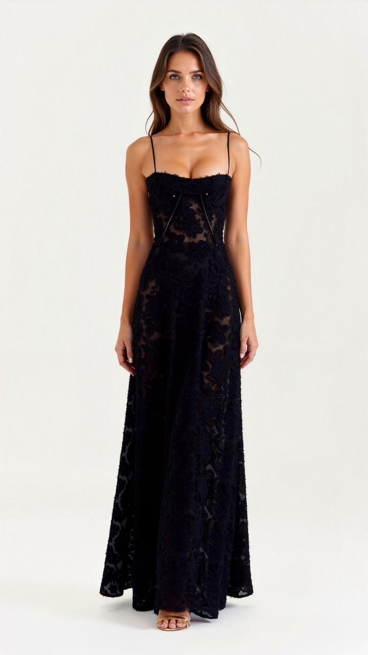 Seraphine | Women's Chiffon Jacquard Corset Maxi Wedding Guest Dress