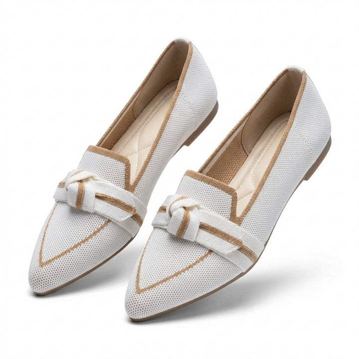 Sienna | Women's Breathable Knit Bow-Detail Pointed Toe Flats