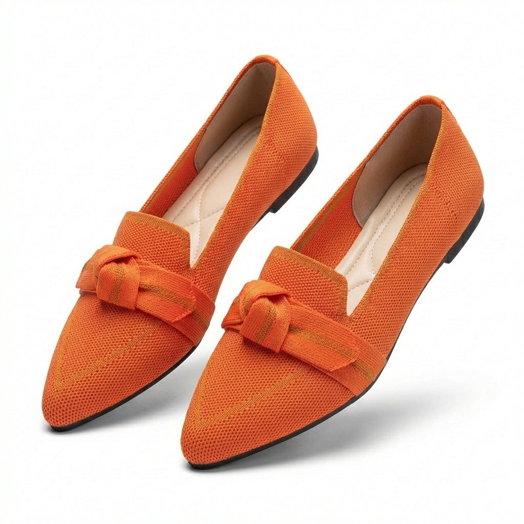 Sienna | Women's Breathable Knit Bow-Detail Pointed Toe Flats