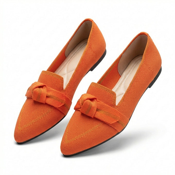 Sienna | Women's Breathable Knit Bow-Detail Pointed Toe Flats