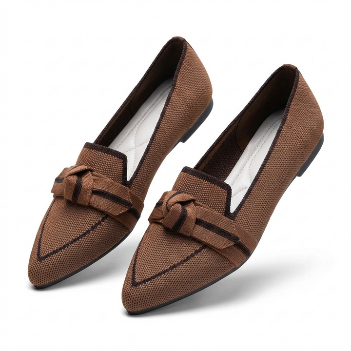 Sienna | Women's Breathable Knit Bow-Detail Pointed Toe Flats