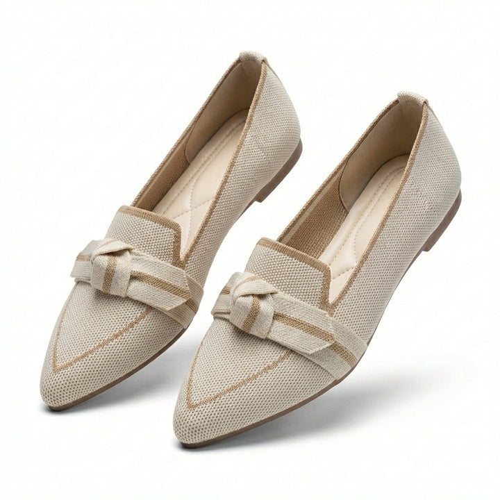 Sienna | Women's Breathable Knit Bow-Detail Pointed Toe Flats